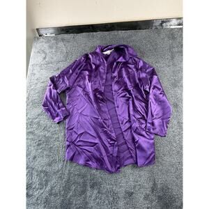 Victoria’s Secret Purple Satin Sleep Shirt Button Up Pajama Top Women’s M